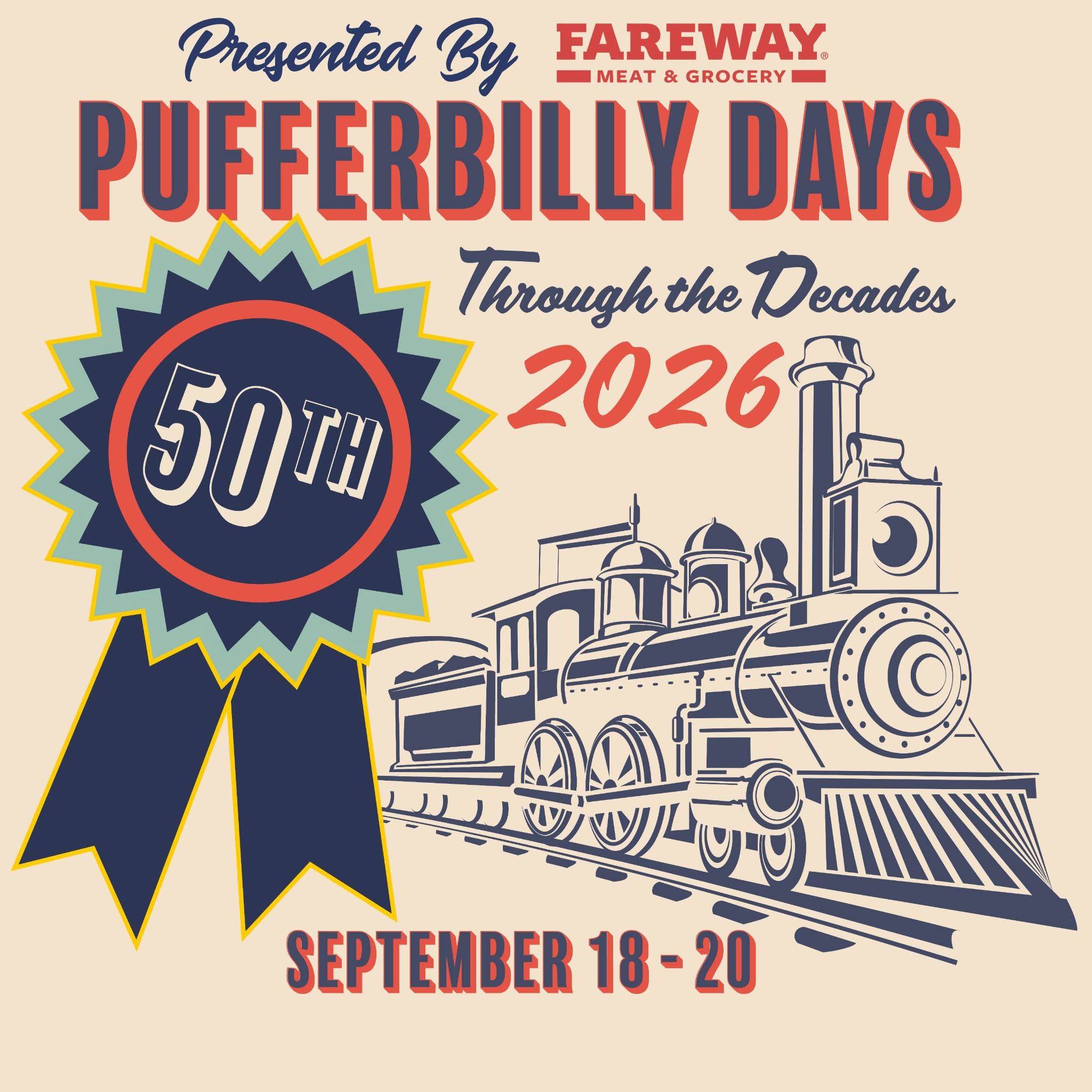 The Pufferbilly Days 2026 festival flyer, listing the weekend's events